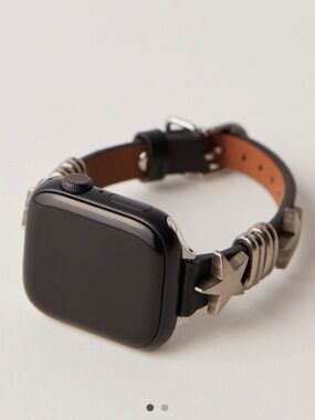 Posh Black Leather Bracelet with Silver Star Studs